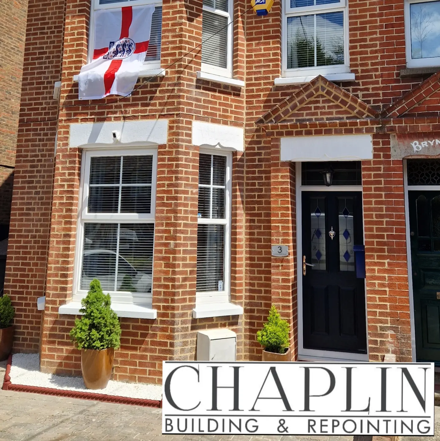 Edwardian red-brick house front repointed by Chaplin Building & Repointing